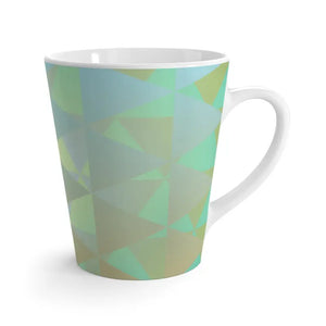 Latte Mug Green Geometric Pattern Bold Modern Style Dipaliz - 12oz - Mugs