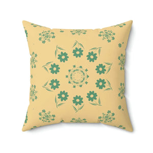 Green Flowers Polyester Square Pillow 18x18 - Dipaliz - Throw Pillows