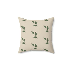 Green Leaves Pattern Polyester Square Pillow - Dipaliz - Throw Pillows