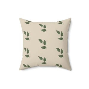 Green Leaves Pattern Polyester Square Pillow - Dipaliz - Throw Pillows