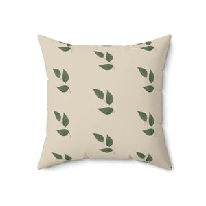 Green Leaves Pattern Polyester Square Pillow - Dipaliz - Throw Pillows
