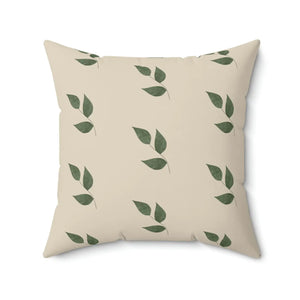 Green Leaves Pattern Polyester Square Pillow - Dipaliz - Throw Pillows