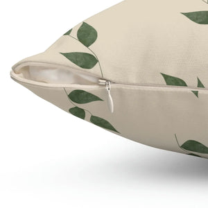 Green Leaves Pattern Polyester Square Pillow - Dipaliz - Throw Pillows