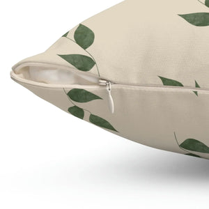 Green Leaves Pattern Polyester Square Pillow - Dipaliz - Throw Pillows