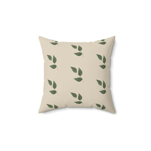 Green Leaves Pattern Polyester Square Pillow - Dipaliz - Throw Pillows