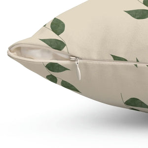 Green Leaves Pattern Polyester Square Pillow - Dipaliz - Throw Pillows
