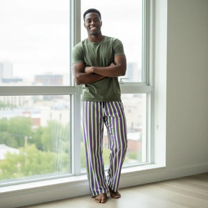 Green and Purple Stripes Men’s Pajama Pants (aop) - Pajamas