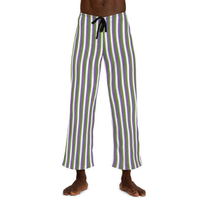 Green and Purple Stripes Men’s Pajama Pants (aop) - Pajamas