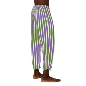 Green and Purple Stripes Men’s Pajama Pants (aop) - Pajamas
