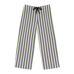 Green and Purple Stripes Men’s Pajama Pants (aop) - Pajamas
