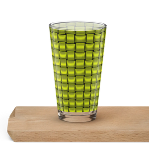 Modern Shaker Pint Glass - Green Weave 16 Oz - Dipaliz - Beer Glasses