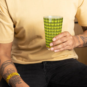 Modern Shaker Pint Glass - Green Weave 16 Oz - Dipaliz - Beer Glasses