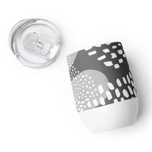 Grey Abstract Wine Tumbler Stainless Steel - Dipaliz - Tumblers