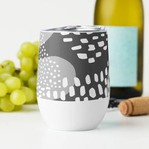 Grey Abstract Wine Tumbler Stainless Steel - Dipaliz - Tumblers