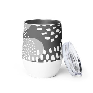 Grey Abstract Wine Tumbler Stainless Steel - Dipaliz - Tumblers