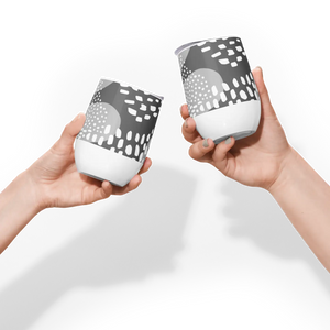 Grey Abstract Wine Tumbler Stainless Steel - Dipaliz - Tumblers