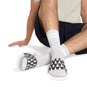 Ergonomic White Pattern Slide Sandals - Men’s Pu Summer - Dipaliz