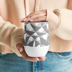 Chic White Abstract Wine Tumbler - 12oz Stainless Steel - Dipaliz - Tumblers
