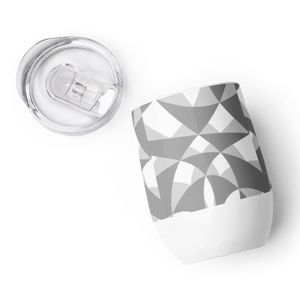 Chic White Abstract Wine Tumbler - 12oz Stainless Steel - Dipaliz - Tumblers