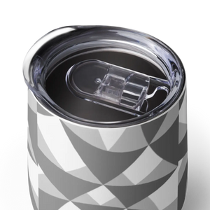 Chic White Abstract Wine Tumbler - 12oz Stainless Steel - Dipaliz - Tumblers