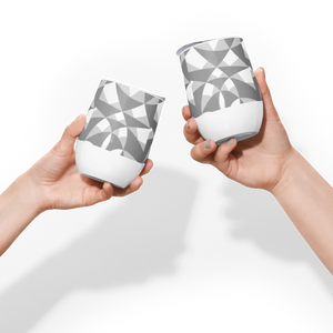 Chic White Abstract Wine Tumbler - 12oz Stainless Steel - Dipaliz - Tumblers