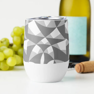 Chic White Abstract Wine Tumbler - 12oz Stainless Steel - Dipaliz - Tumblers