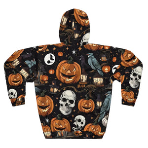 Spooky Skulls Unisex Pullover Hoodie - Fall Aop - Dipaliz - Hoodies