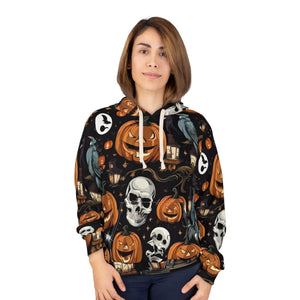 Spooky Skulls Unisex Pullover Hoodie - Fall Aop - Dipaliz - Hoodies
