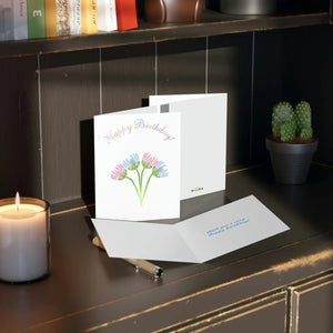 Vibrant Happy Birthday Greeting Cards - White Envelopes - Dipaliz - & Note