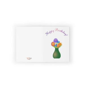 Vibrant Happy Birthday Cards - Flower Vase Theme - Dipaliz - Greeting & Note