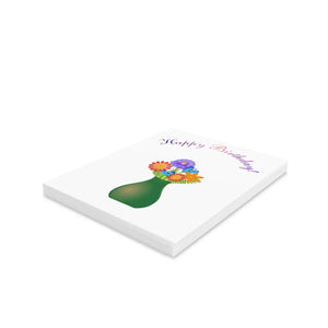 Vibrant Happy Birthday Cards - Flower Vase Theme - Dipaliz - Greeting & Note