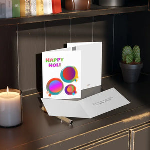 Happy Holi Greeting Cards with Matching White Envelopes - Dipaliz - 8 Pcs / Matte / 4.25” x 5.5” - & Note