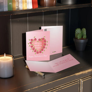 Happy Valentine’s Day Greeting Cards - Roses and Heart Design - Dipaliz - 8 Pcs / Matte / 4.25” x 5.5” - Paper Products