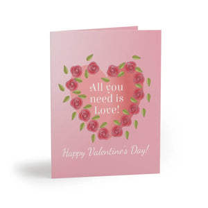Happy Valentine’s Day Greeting Cards - Roses and Heart Design - Dipaliz - 16 Pcs / Matte / 4.25” x 5.5” - Paper Products