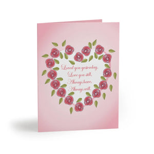 Vibrant Roses and Heart Greeting Cards - Valentine Day - Dipaliz - & Note