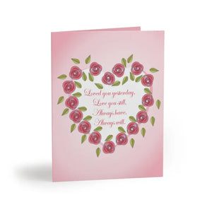 Valentines Day Greeting Cards with Roses and Heart Charm - Dipaliz - & Note