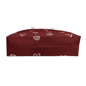 Maroon Weekender Bag with Floral Flair - Dipaliz - 24’’ × 13’’ - Tote Bags