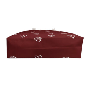 Maroon Weekender Bag - Hearts and Flowers Polyester - Dipaliz - Tote Bags