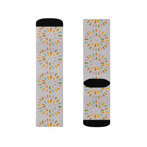 Vibrant Sublimation Socks - Hearts on Grey Polyester - Dipaliz