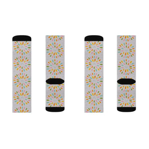 Vibrant Sublimation Socks - Hearts on Grey Polyester - Dipaliz