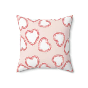 Playful Hearts Print Polyester Square Pillow - Valentine’s Day - Dipaliz - Throw Pillows