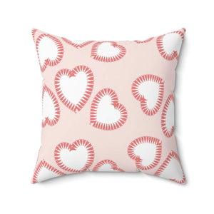 Playful Hearts Print Polyester Square Pillow - Valentine’s Day - Dipaliz - Throw Pillows