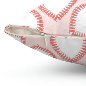 Playful Hearts Print Polyester Square Pillow - Valentine’s Day - Dipaliz - Throw Pillows