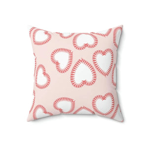 Playful Hearts Print Polyester Square Pillow - Valentine’s Day - Dipaliz - Throw Pillows