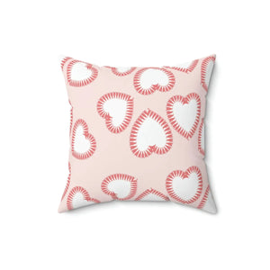 Playful Hearts Print Polyester Square Pillow - Valentine’s Day - Dipaliz - Throw Pillows