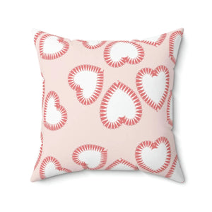 Playful Hearts Print Polyester Square Pillow - Valentine’s Day - Dipaliz - Throw Pillows