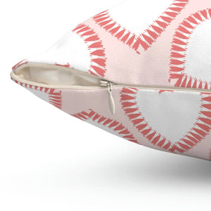 Playful Hearts Print Polyester Square Pillow - Valentine’s Day - Dipaliz - Throw Pillows