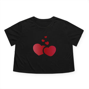 Heart Print Flowy Cropped Tee - Soft Casual Top - Dipaliz - T-shirts