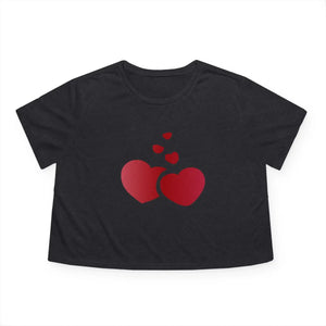 Heart Print Flowy Cropped Tee - Soft Casual Top - Dipaliz - T-shirts