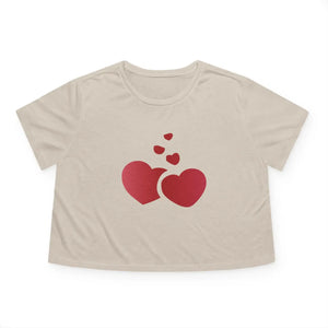 Heart Print Flowy Cropped Tee - Soft Casual Top - Dipaliz - T-shirts